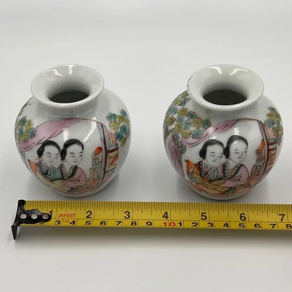 Small Chinese Porcelain Figural Vases - pair